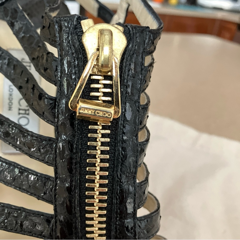 Jimmy Choo Glenys Snakeskin Caged Sandals - Picture 7 of 15